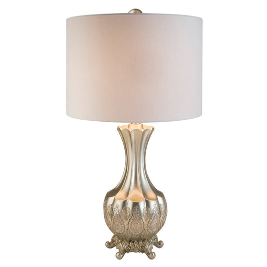Ore International 30"H Royal Silver And Metallic Gold Paisley Table Lamp On Chippendale Footed Legs