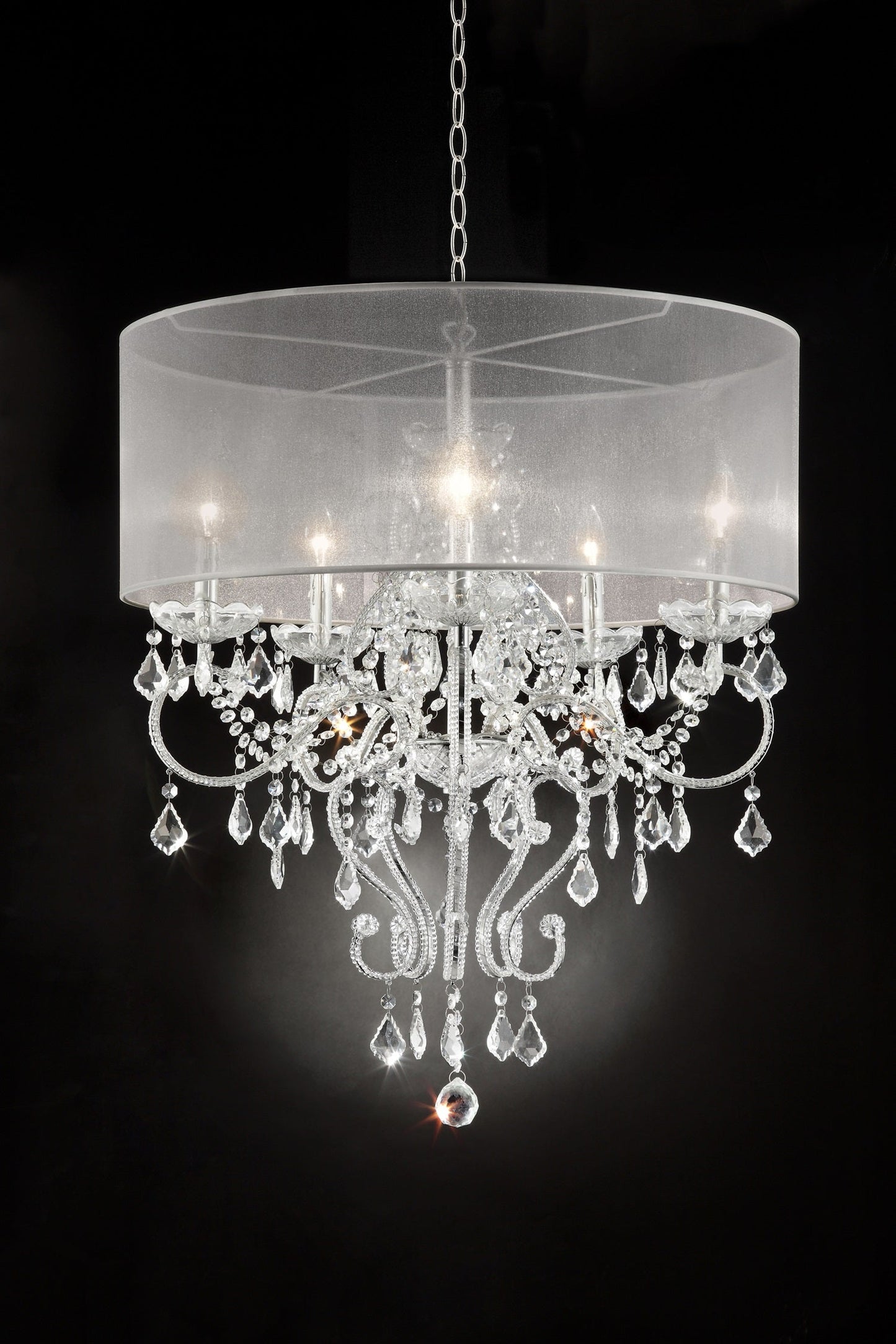 Ore International 32"H Evangelia 5-Light Single Shade Crystal Hardwired Chandelier