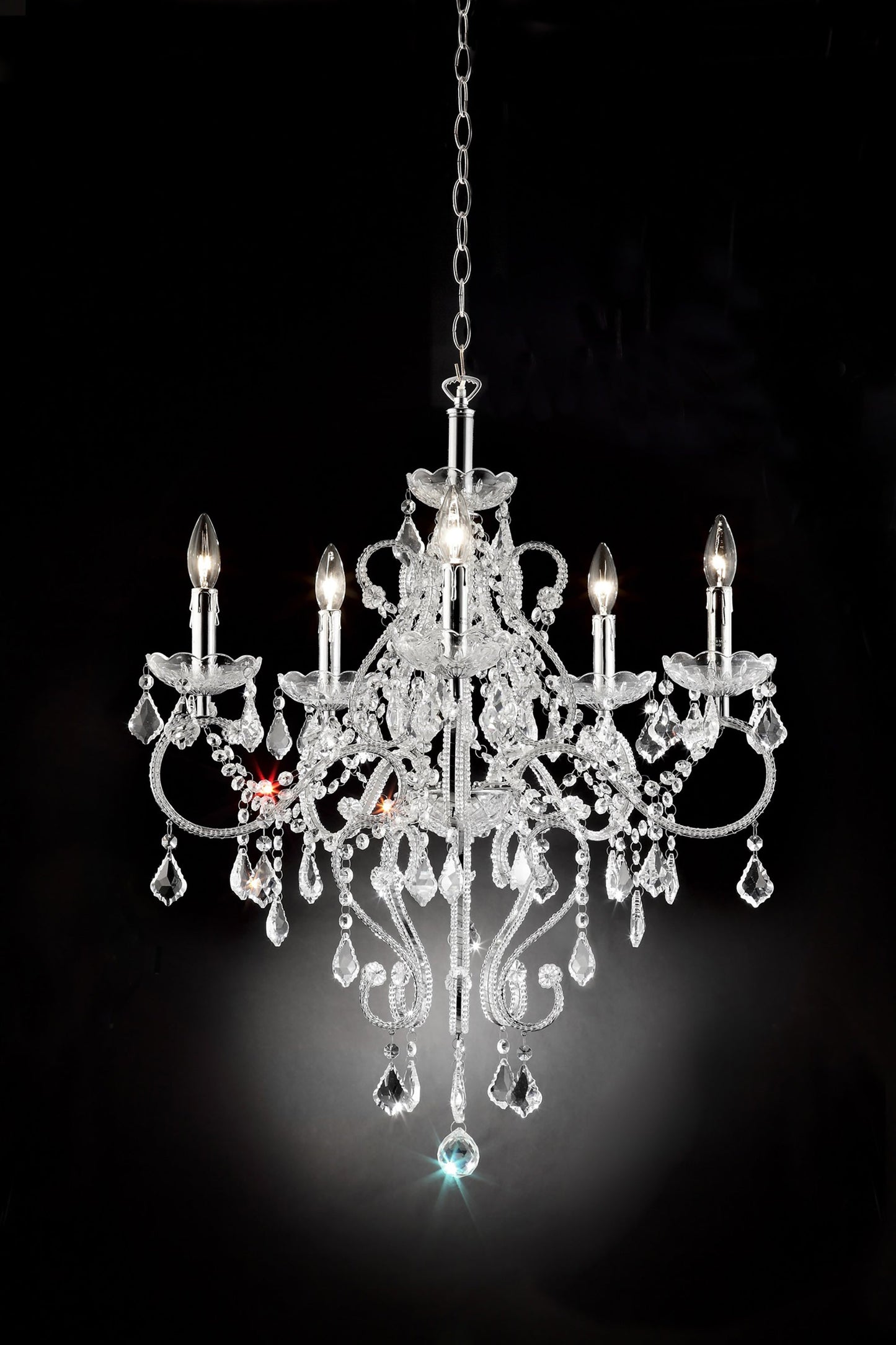 Ore International 32"H Evangelia 5-Light Single Shade Crystal Hardwired Chandelier