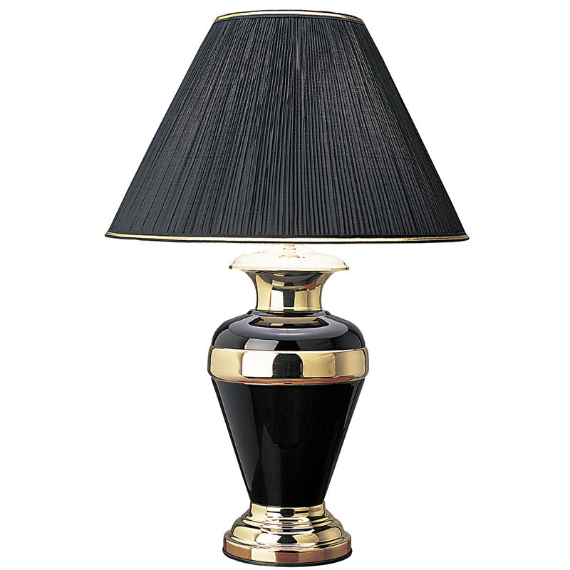 Ore International 32"H Gold Banded Black Metal Table Lamp