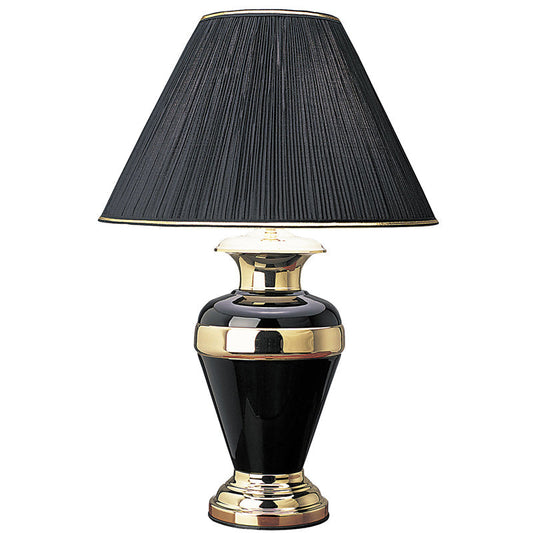 Ore International 32"H Gold Banded Black Metal Table Lamp