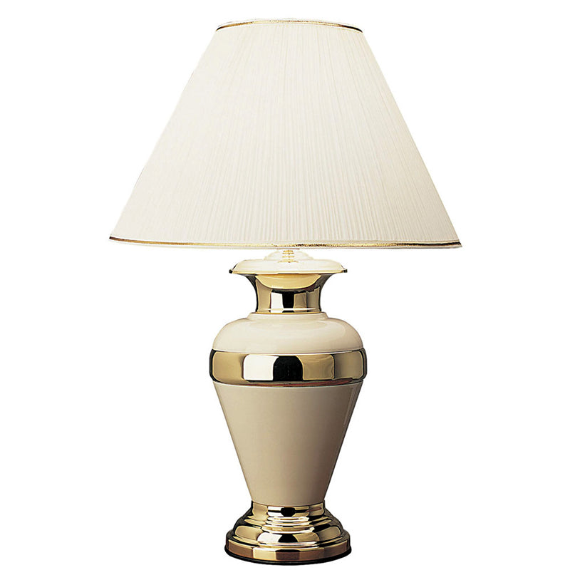 Ore International 32"H Gold Banded Ivory Metal Table Lamp