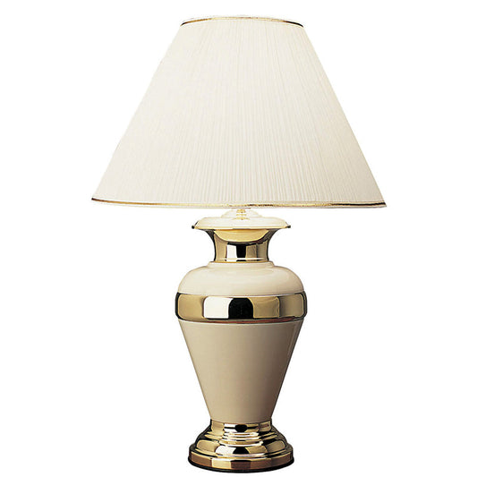 Ore International 32"H Gold Banded Ivory Metal Table Lamp