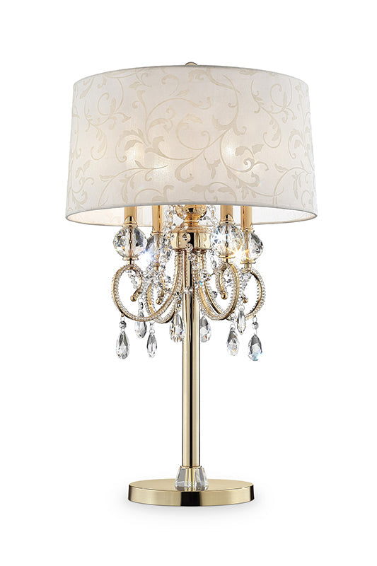Ore International 33"H Aurora Barocco Shade Crystal Gold Table Lamp