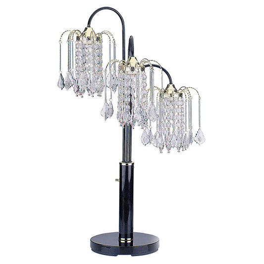Ore International 34"H Black Finish Table Lamp With Crystal-Inspired Shades