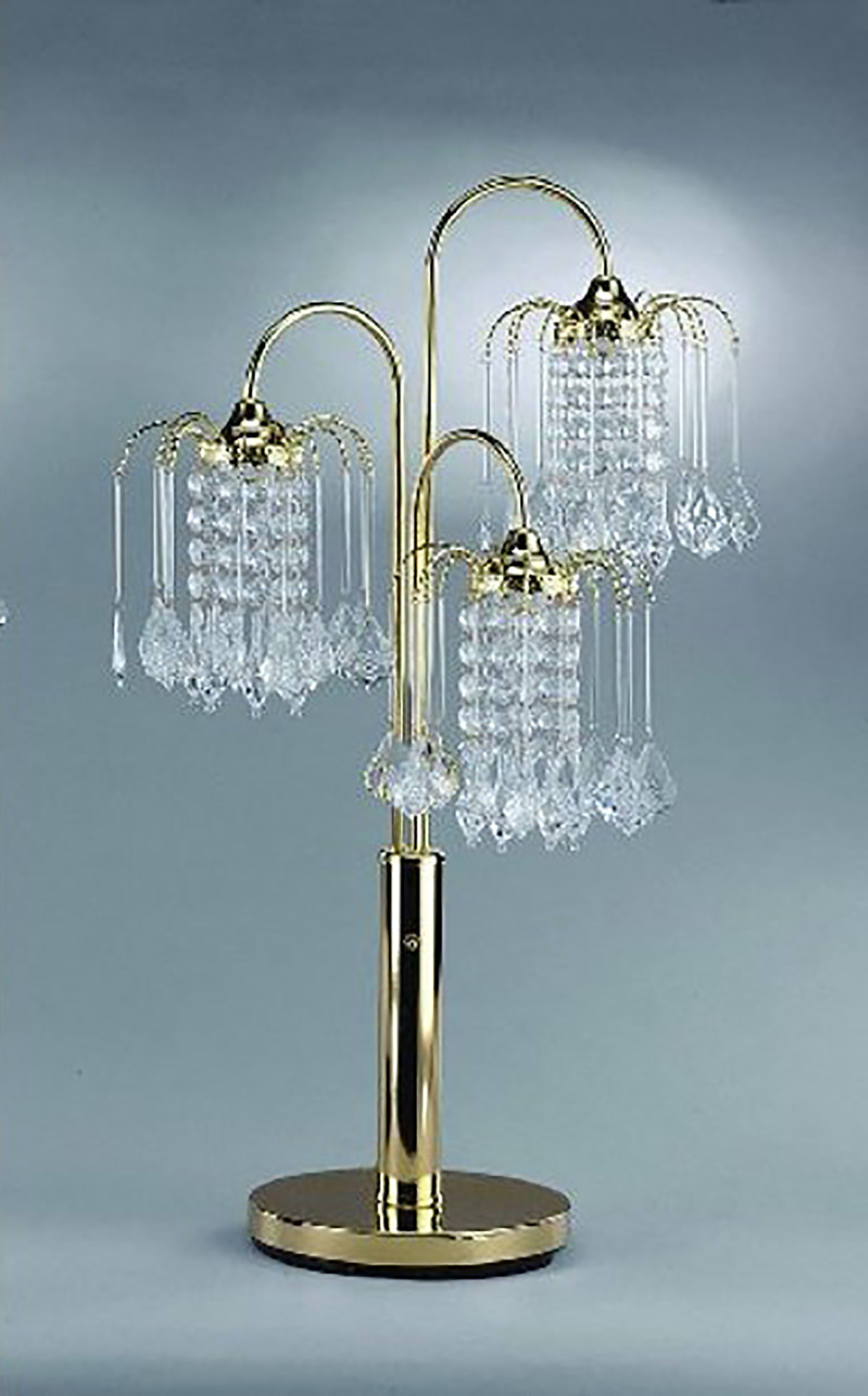Ore International 34"H Polished Brass Finish Table Lamp With Crystal-Inspired Shades