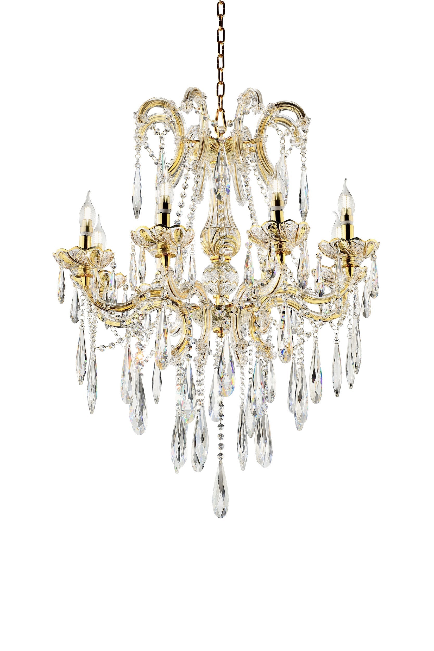 Ore International 35"H Luminere Crystal Matte Gold 8-Light LED Hardwired Chandelier