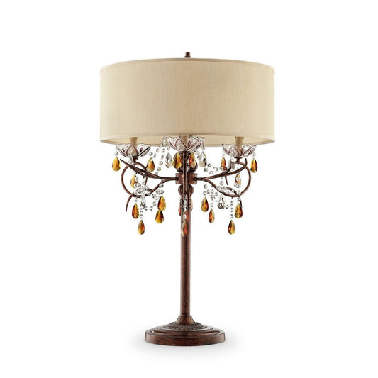 Ore International 36"H Magnolia Bronze Crystal 4-Light Candelabra Table Lamp