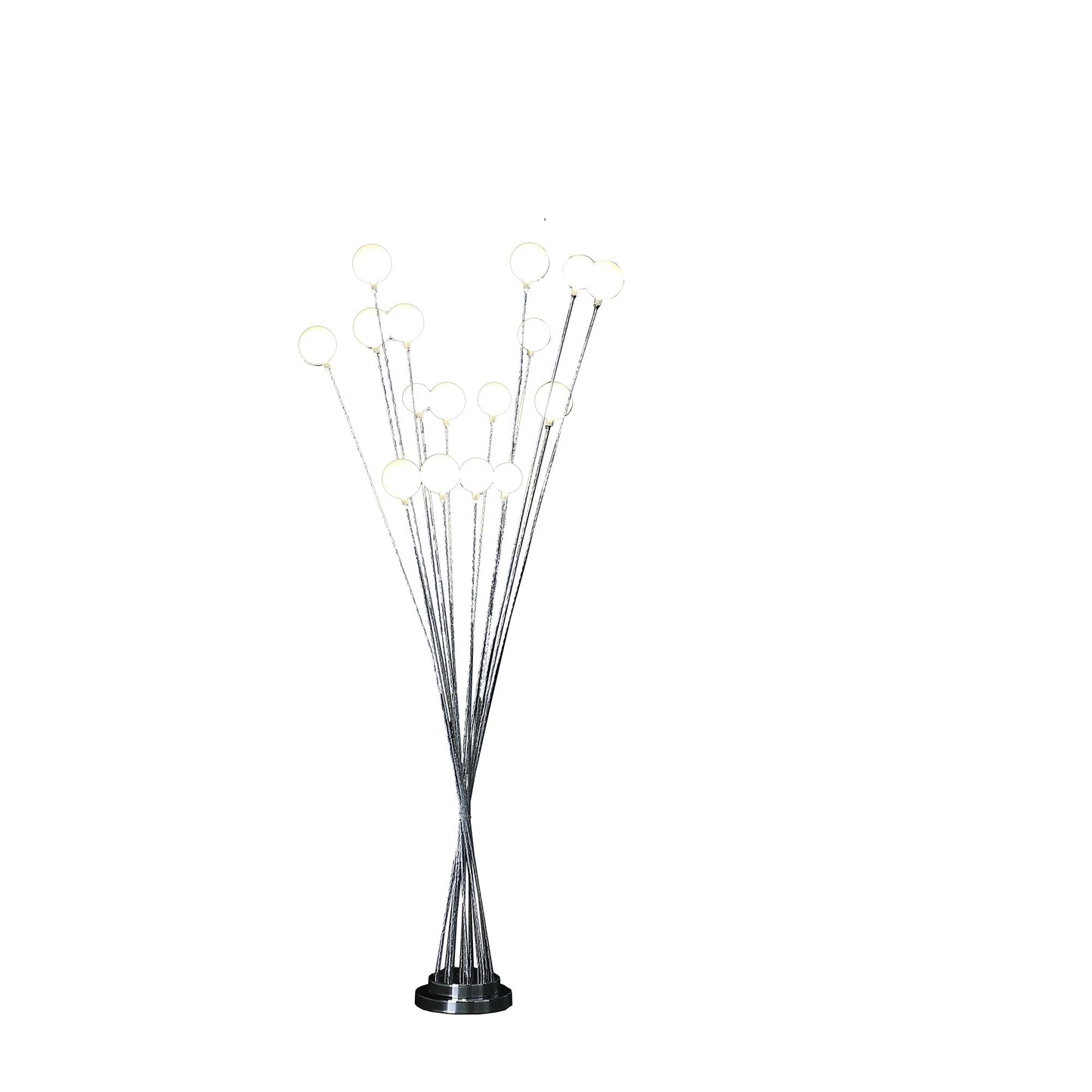 Ore International 46"H 11-Light Acrylic Globe Aluminum LED Chrysanthe Silver Chrome Metal Floor Lamp