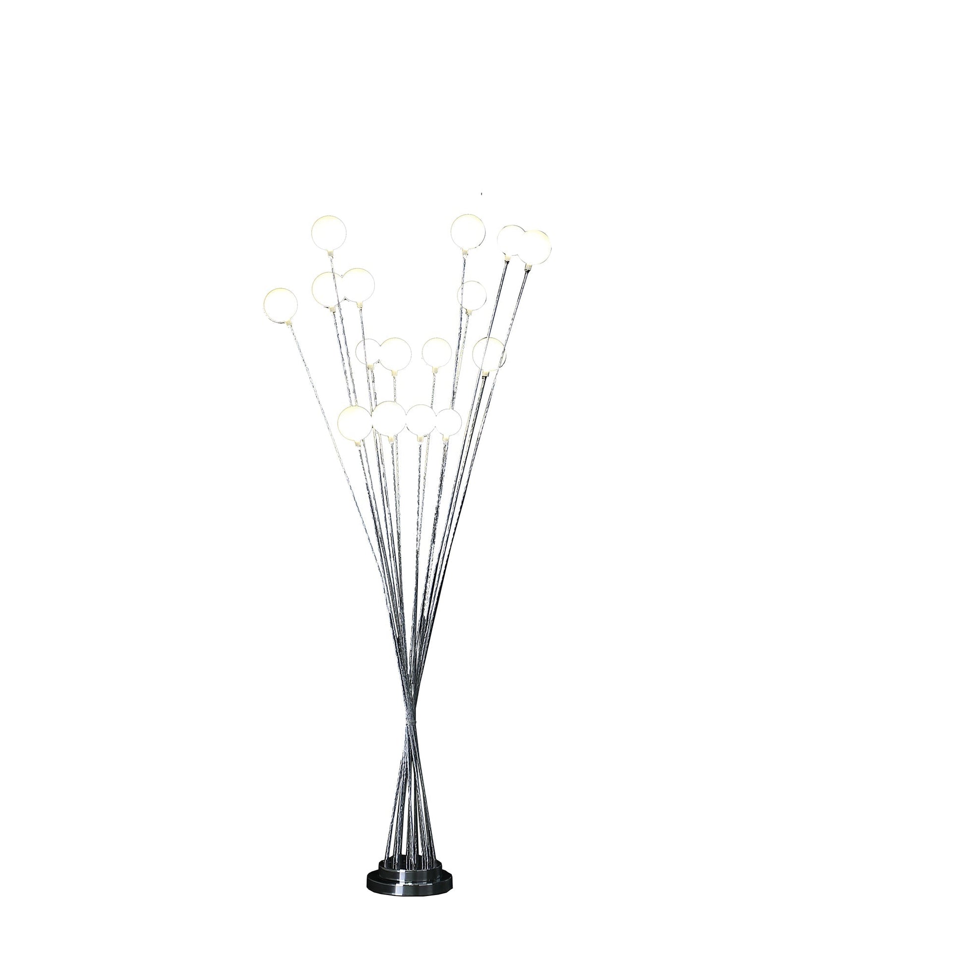 Ore International 46"H 11-Light Acrylic Globe Aluminum LED Chrysanthe Silver Chrome Metal Floor Lamp