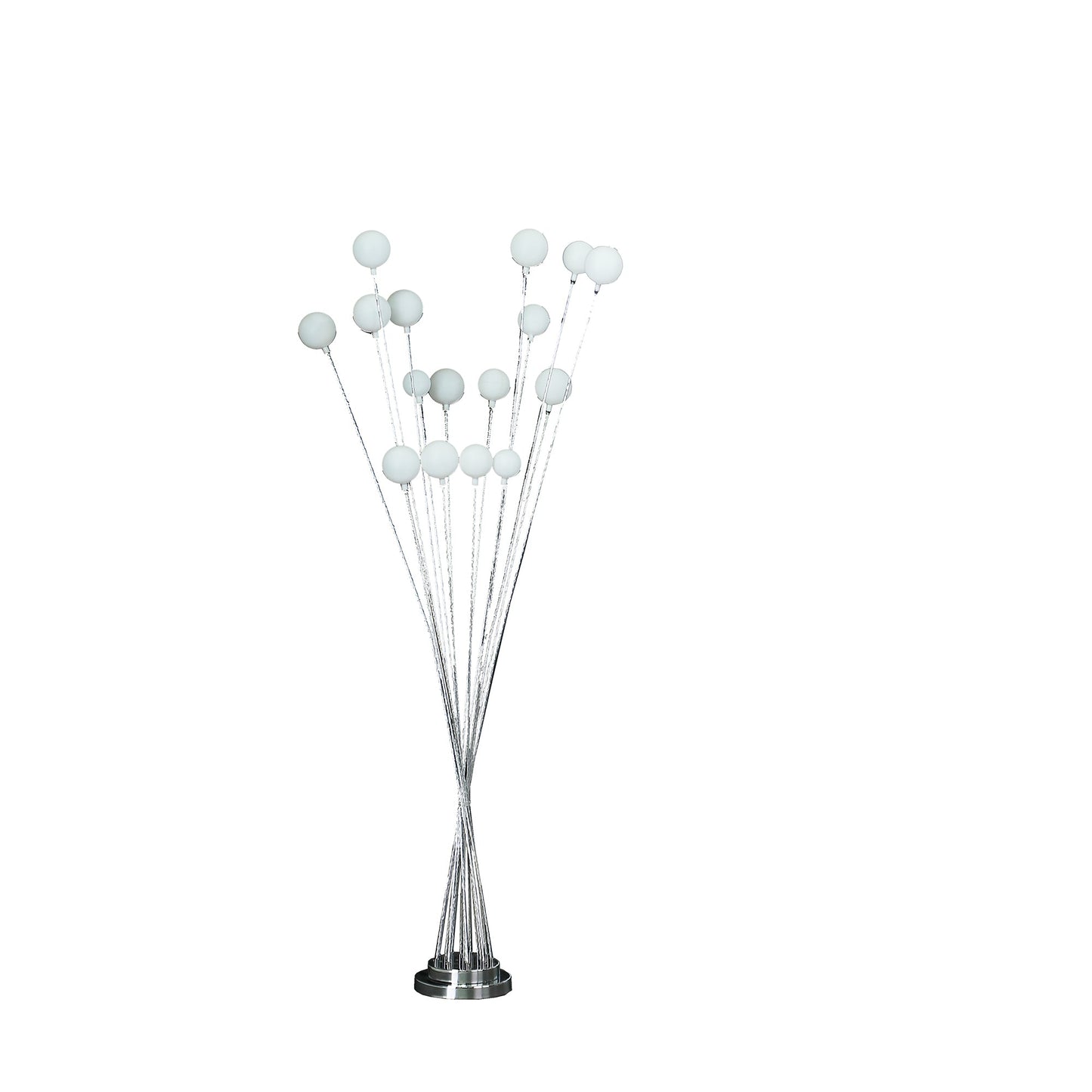 Ore International 46"H 11-Light Acrylic Globe Aluminum LED Chrysanthe Silver Chrome Metal Floor Lamp