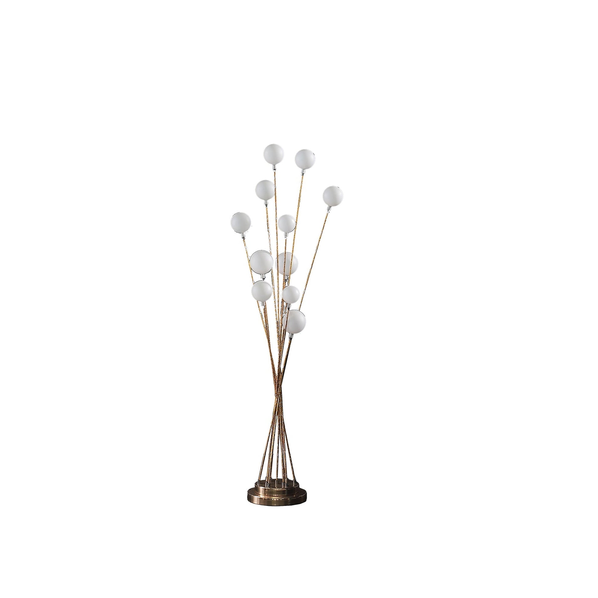 Ore International 46"H 11-Light Acrylic Globe Aluminum LED Chrysanthe Yellow Gold Metal Floor Lamp