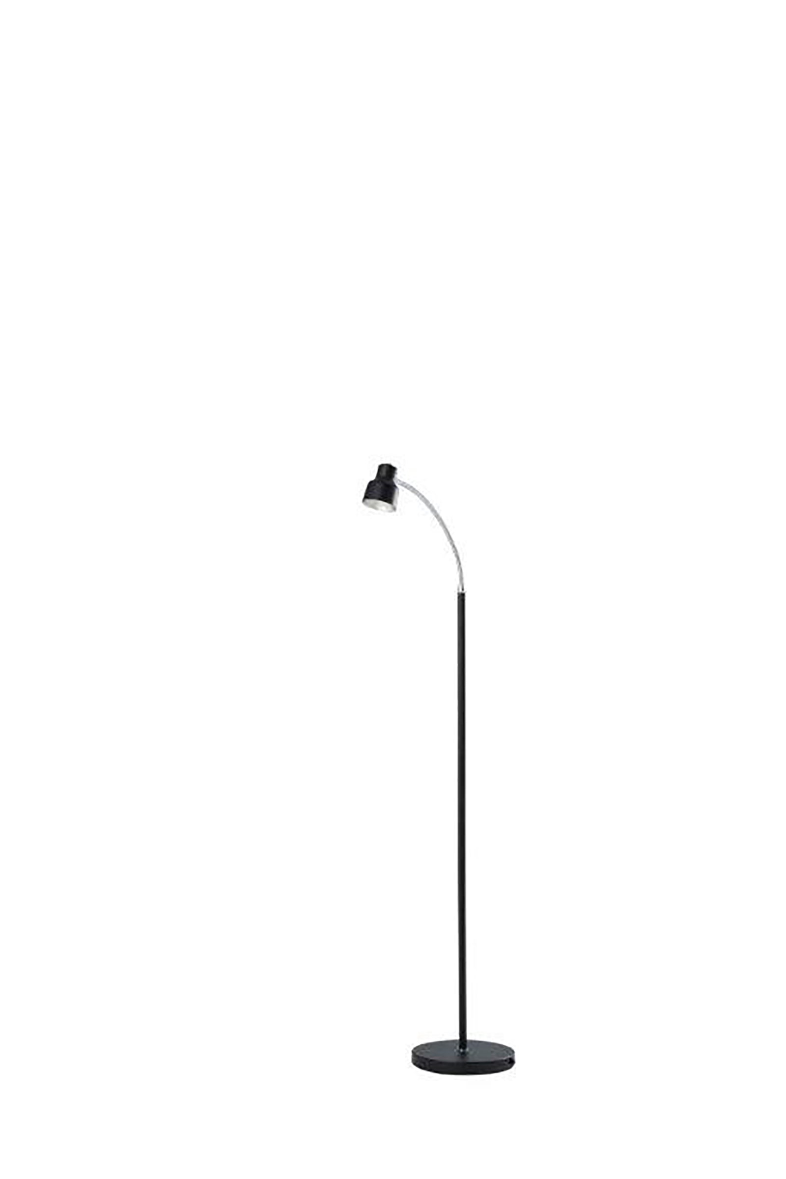 Ore International 48"H Landri LED Gooseneck Satin Black Mini Reading Floor Lamp