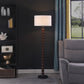 Ore International 61"H Coastal Littoral Wood Insp Modern Floor Lamp