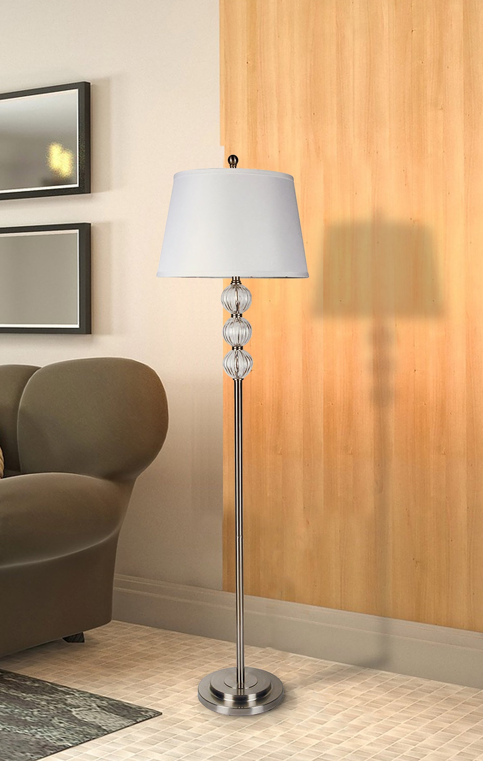 Ore International 62"H Brushed Silver Contemporary Glass Orb Floor Lamp