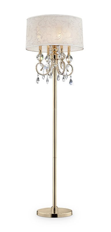 Ore International 63"H Aurora Barocco Shade Crystal Gold Floor Lamp