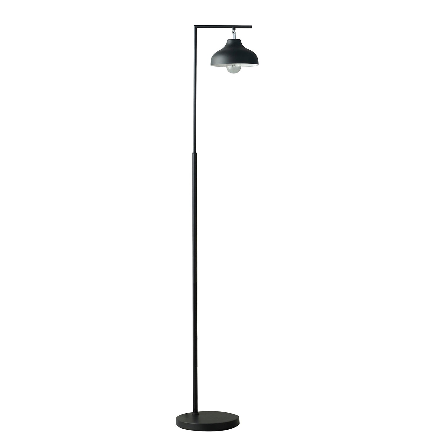 Ore International 63"H Industrial Farm Pendant Cage Satin Matte Gold & White Metal Floor Lamp