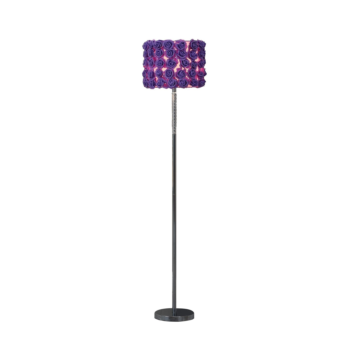 Ore International 63"H Lavender Roses In Bloom Acrylic & Metal Floor Lamp