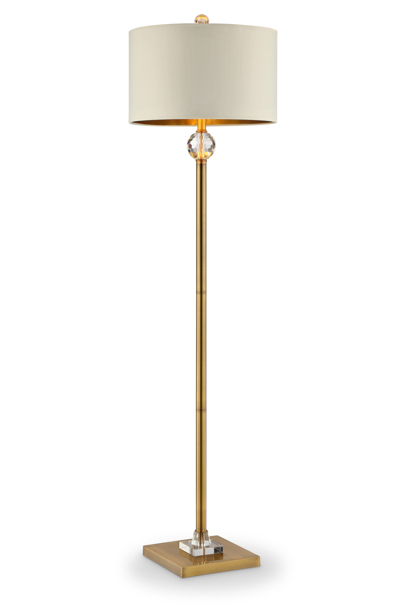 Ore International 63"H Perspicio Solid Crystal Orb Gold Column Floor Lamp