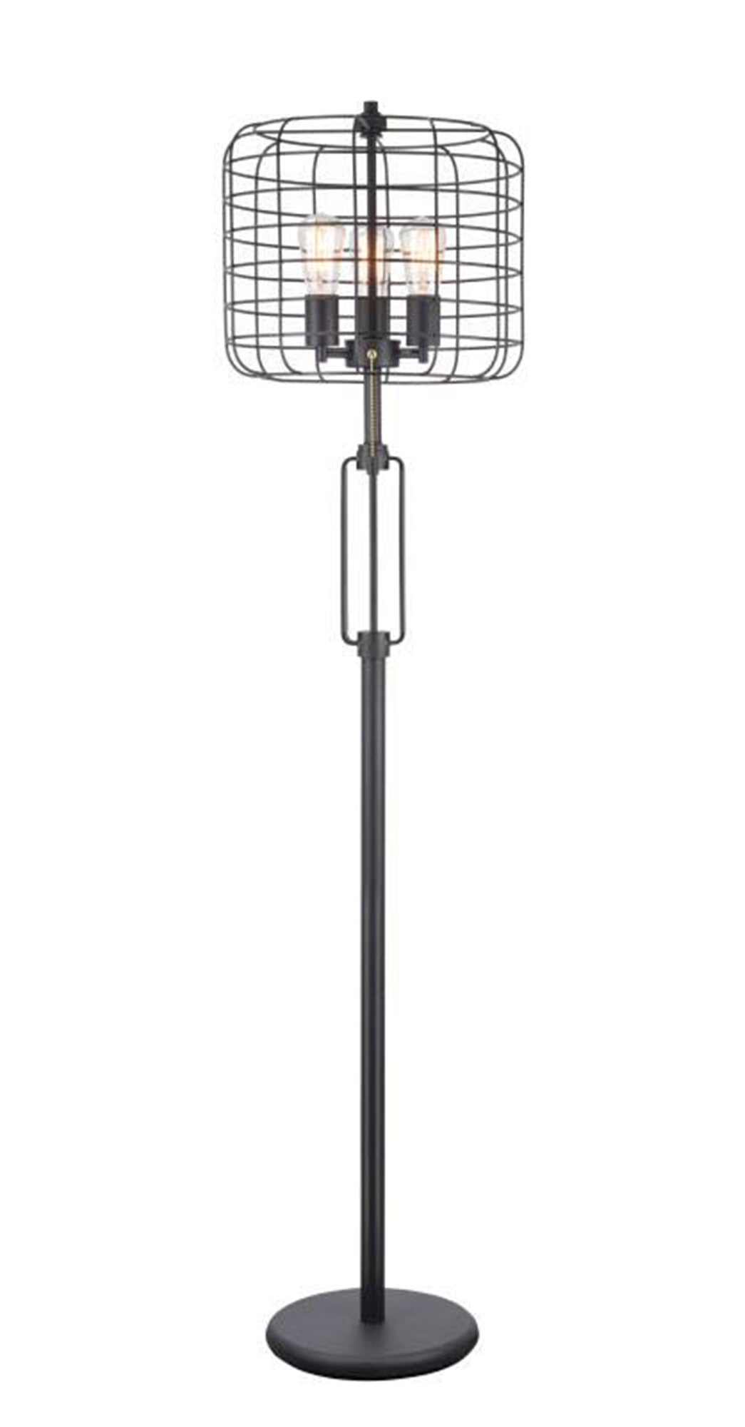 Ore International 63"H Powder Coated Industrial Cage 3-Light Edison Floor Lamp