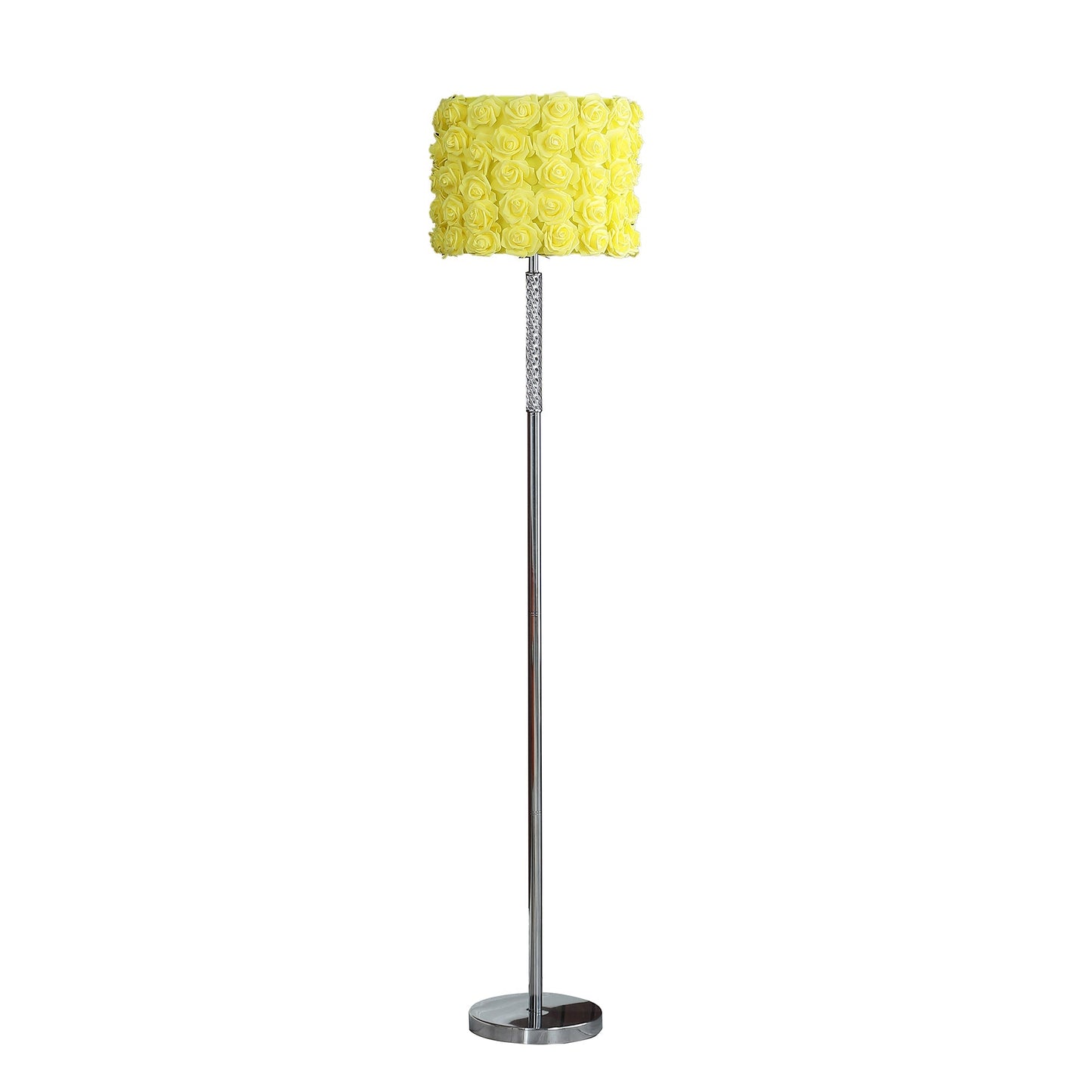 Ore International 63"H Yellow Roses In Bloom Acrylic & Metal Floor Lamp