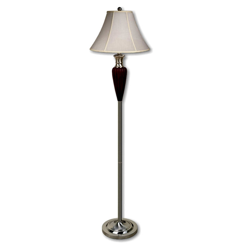 Ore International 65"H Cherry Red Deco Brushed Silver Base Floor Lamp