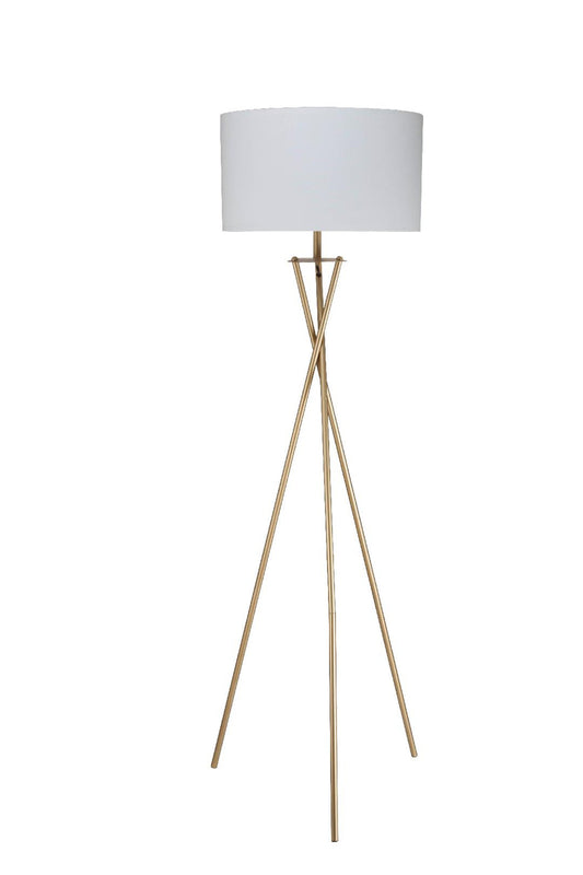 Ore International 65"H Ester Matte Gold Hourglass Mid-Century Metal Floor Lamp