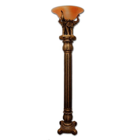 Ore International 72"H Antique-Gold Elephant Torchiere Floor Lamp