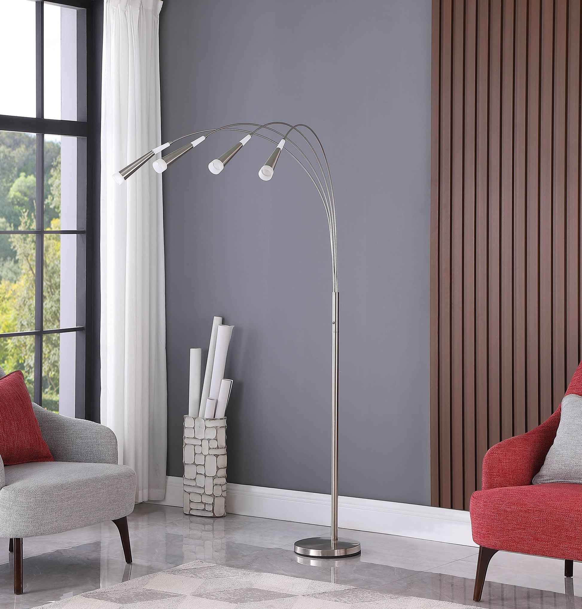 Ore International 72"H Kiery 4-Arm Aluminum LED Arc Floor Lamp