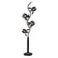 Ore International 73"H 4-Light Smoke Floral Etch Glass Tree Garden Black Metal Floor Lamp