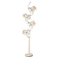 Ore International 73"H 4-Light Smoke Floral Etch Glass Tree Garden White Metal Floor Lamp