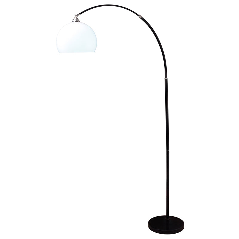 Ore International 76"H Modern Black Arc Floor Lamp On Black Marble Base