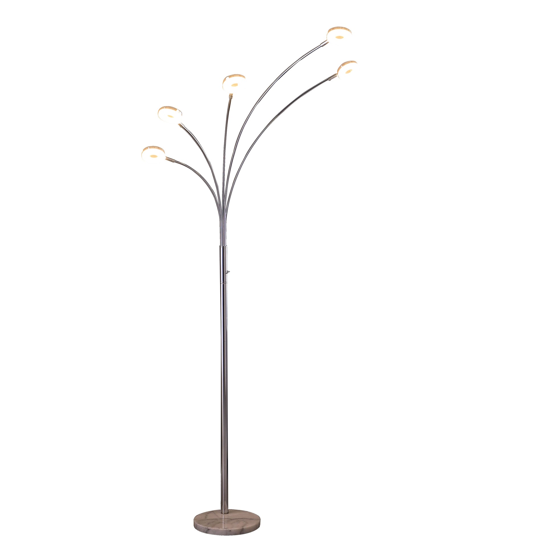 Ore International 80"H Avery 5-Arm Aluminum Chrome LED Semi Arc Floor Lamp