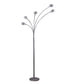 Ore International 80"H Avery 5-Arm Aluminum Chrome LED Semi Arc Floor Lamp