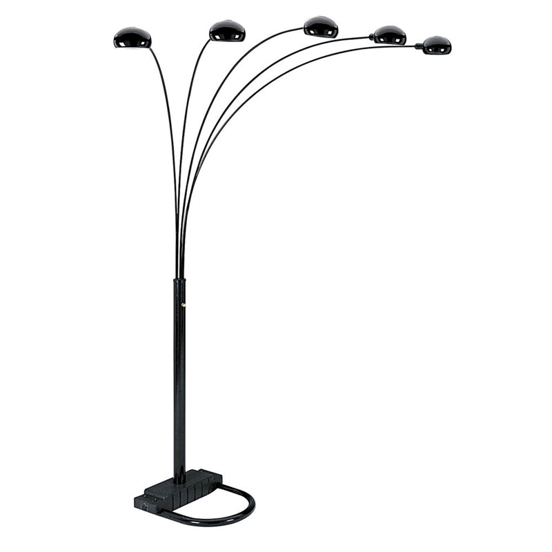 Ore International 84"H 5-Arm Urban Black Arc Dimmable Metal Floor Lamp