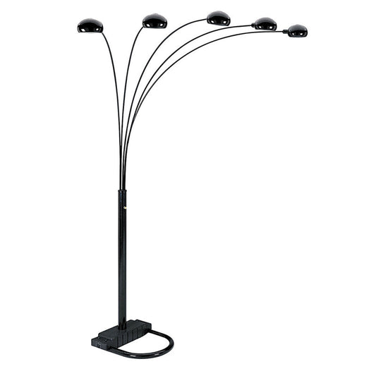 Ore International 84"H 5-Arm Urban Black Arc Dimmable Metal Floor Lamp