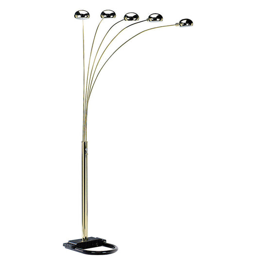 Ore International 84"H 5-Arm Urban Brass Plated Arc Dimmable Metal Floor Lamp