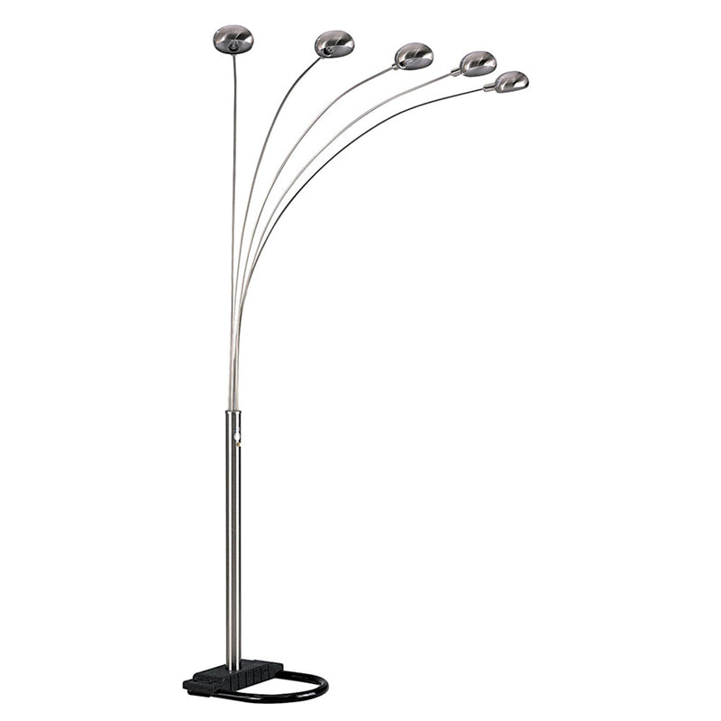 Ore International 84"H 5-Arm Urban Satin Nickel Arc Dimmable Metal Floor Lamp