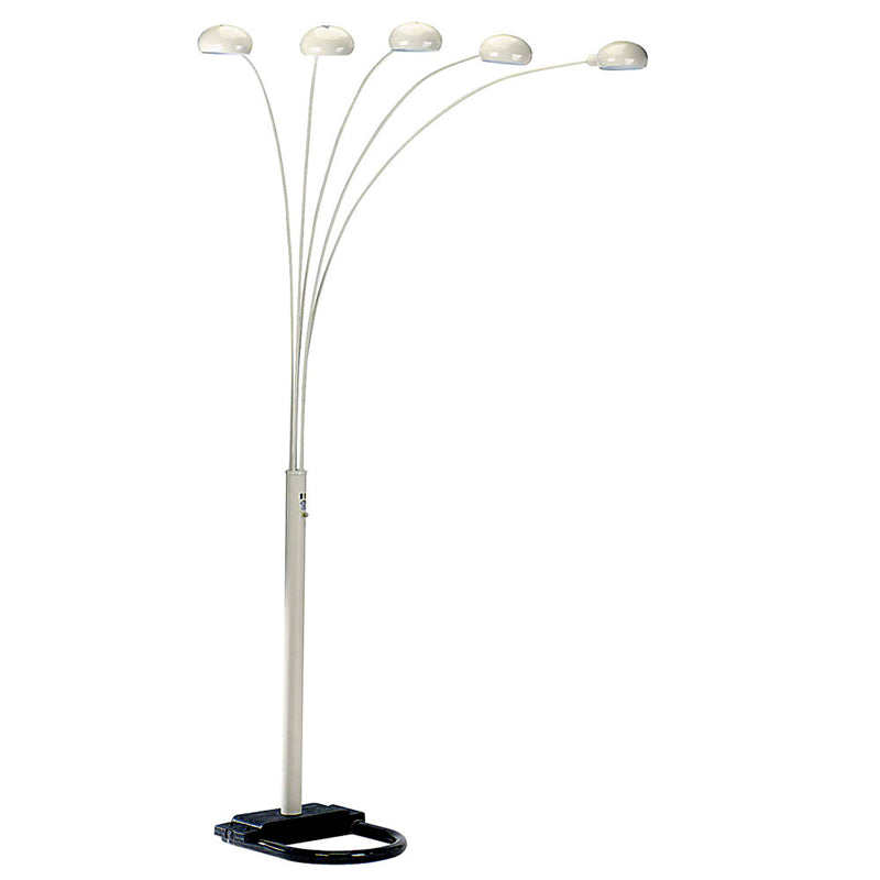 Ore International 84"H 5-Arm Urban White Arc Dimmable Metal Floor Lamp