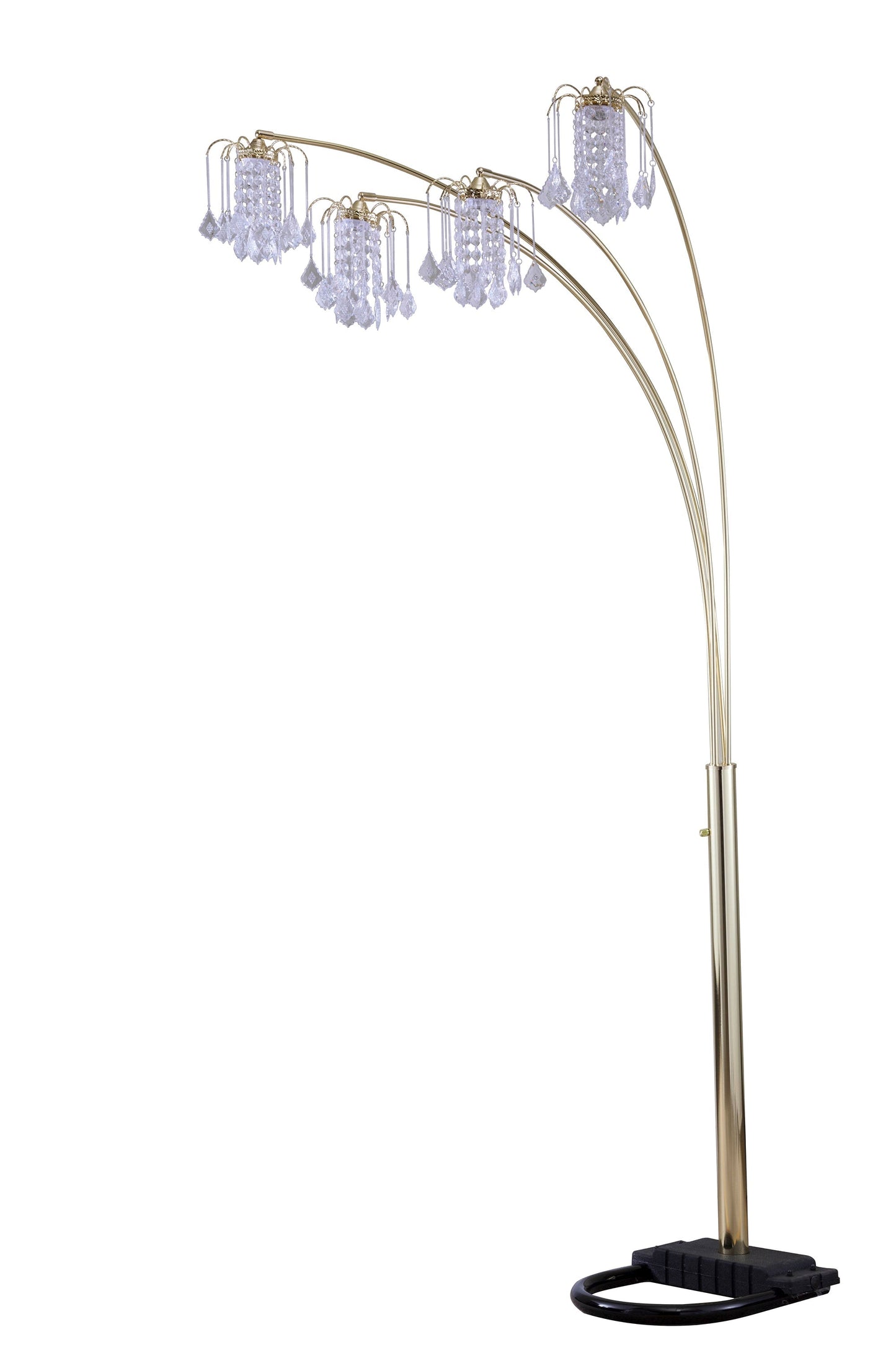 Ore International 84"H Polished Brass-Finish Floor Lamp With Crystal-Like Shad