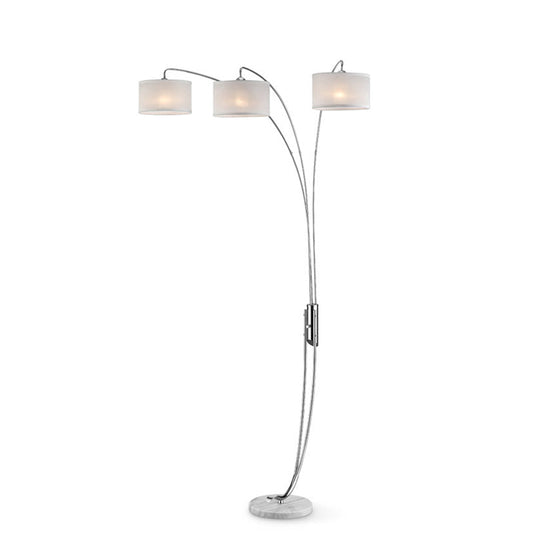 Ore International 85"H Hydra Silver Polished 3-Light Arch Floor Lamp