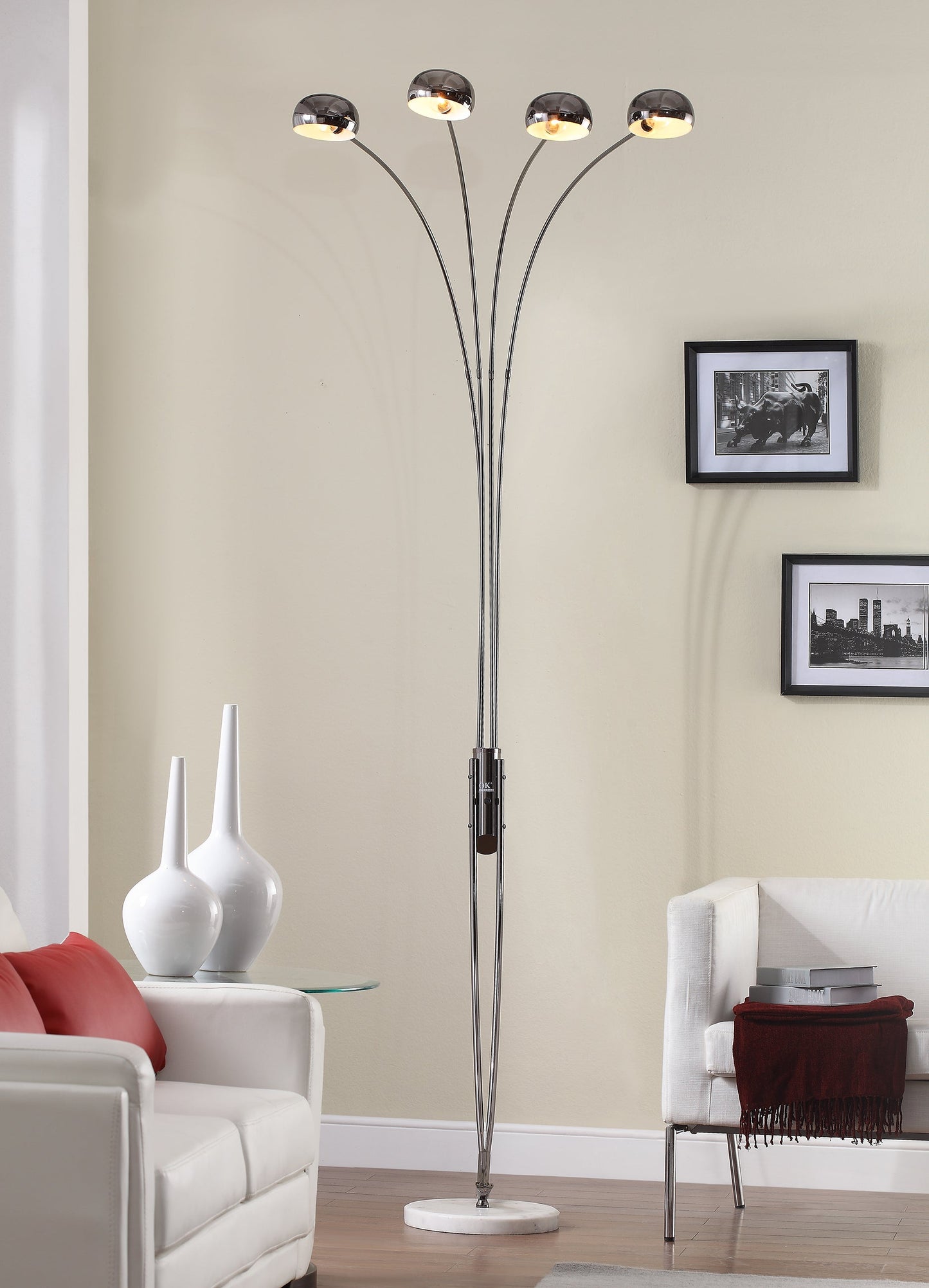 Ore International 88"H Black 4-Light Arch Floor Lamp