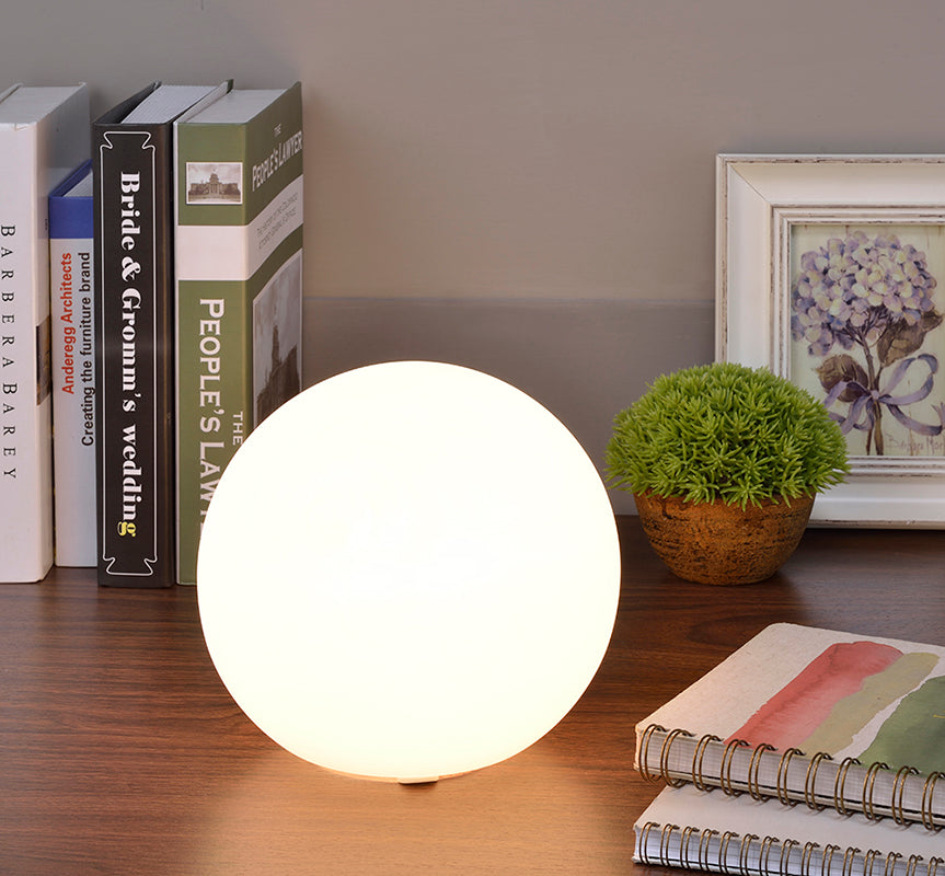 Ore International 8"H Small White Glass Globe Table Lamp