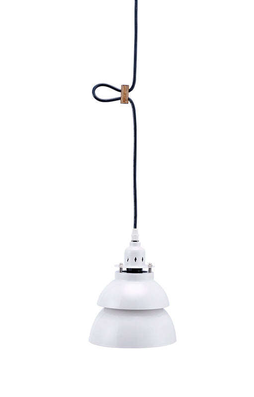 Ore International 8"H White Industrial Barn Metal Hardwired Pendant Light