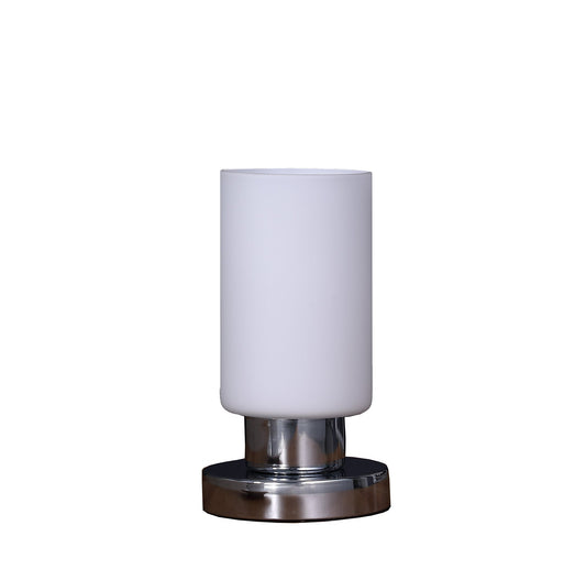 Ore International 9"H Elli Glass Uplight Touch-On Cylinder Metal Table Lamp