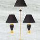 Ore International Ceramic & Brass Table And Floor Lamp Set Of 3 In Black