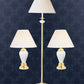 Ore International Ceramic & Brass Table And Floor Lamp Set Of 3 In Ivory