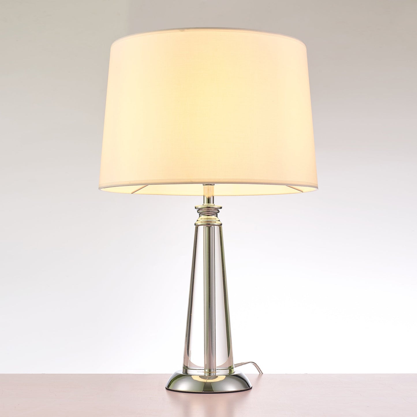 Pasargad Home 15" Canova White Metal & Crystal Table Lamp