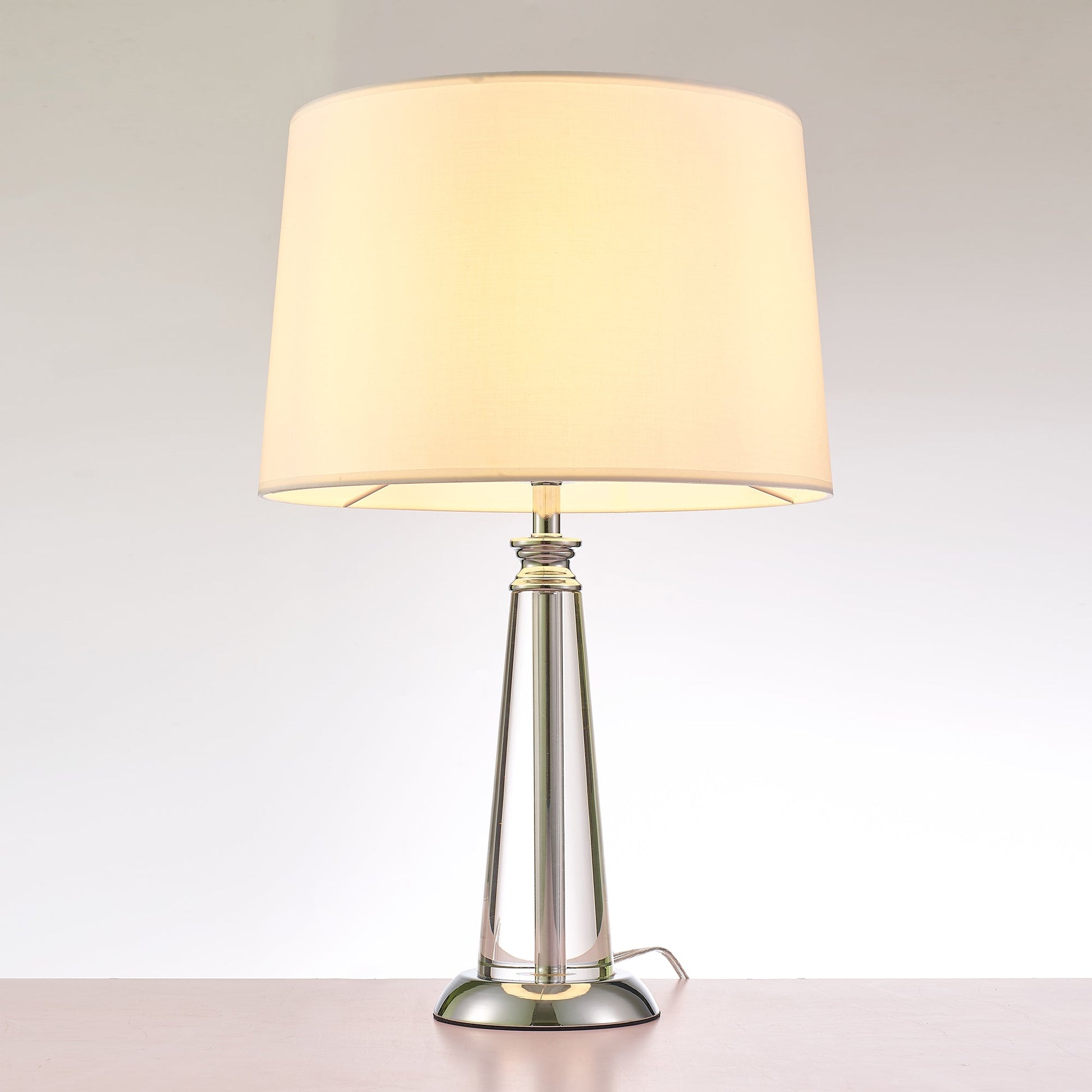 Pasargad Home 15" Canova White Metal & Crystal Table Lamp