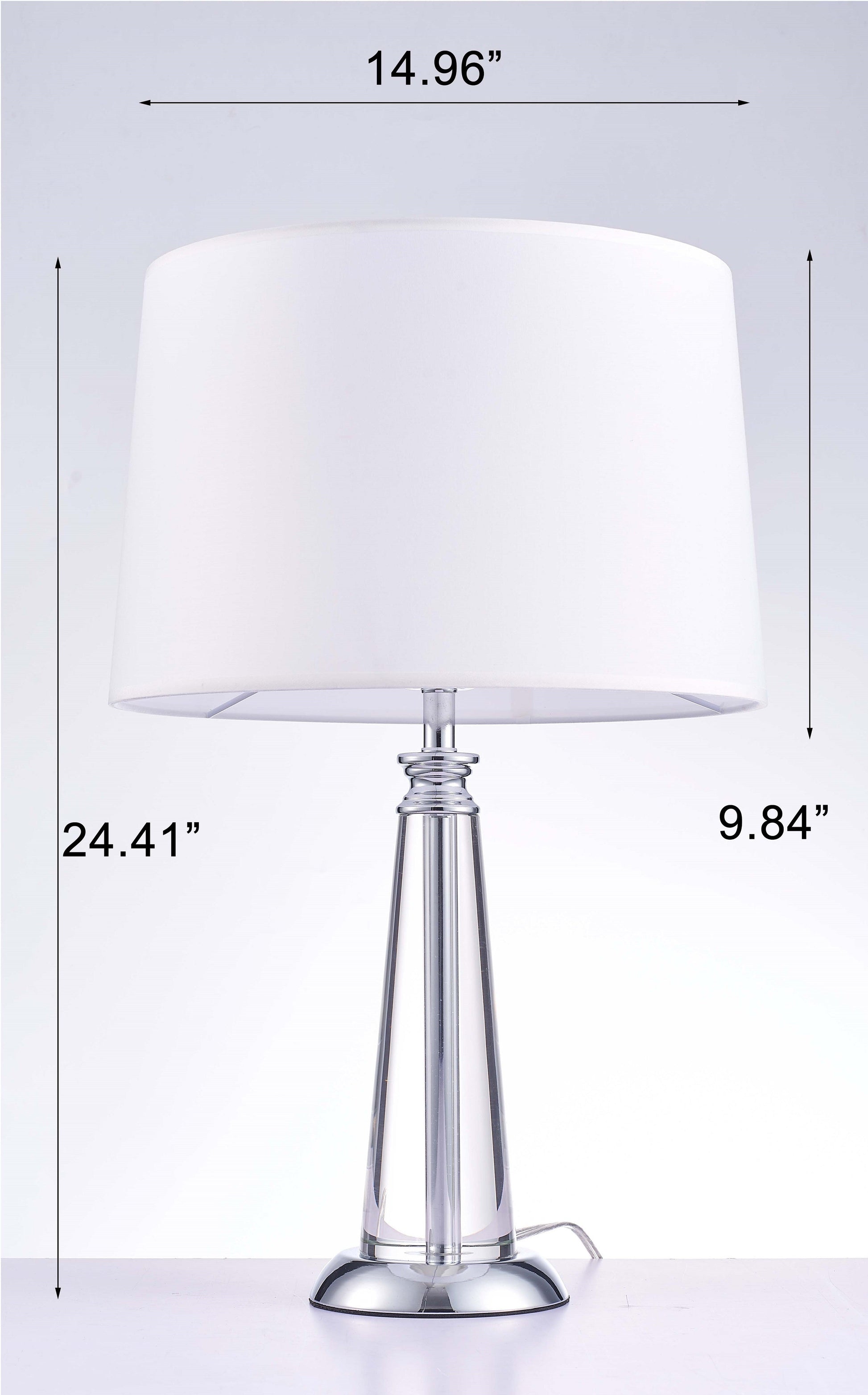Pasargad Home 15" Canova White Metal & Crystal Table Lamp